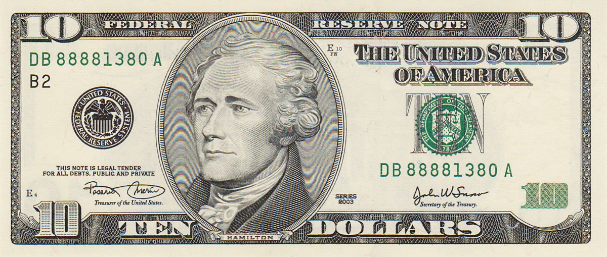 10 Dollar Bill from ATM